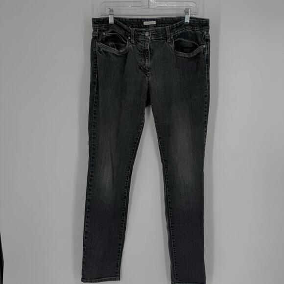 Eileen Fisher Jeans 14 charcoal black organic cotton mid rise skinny stretch - Picture 1 of 4